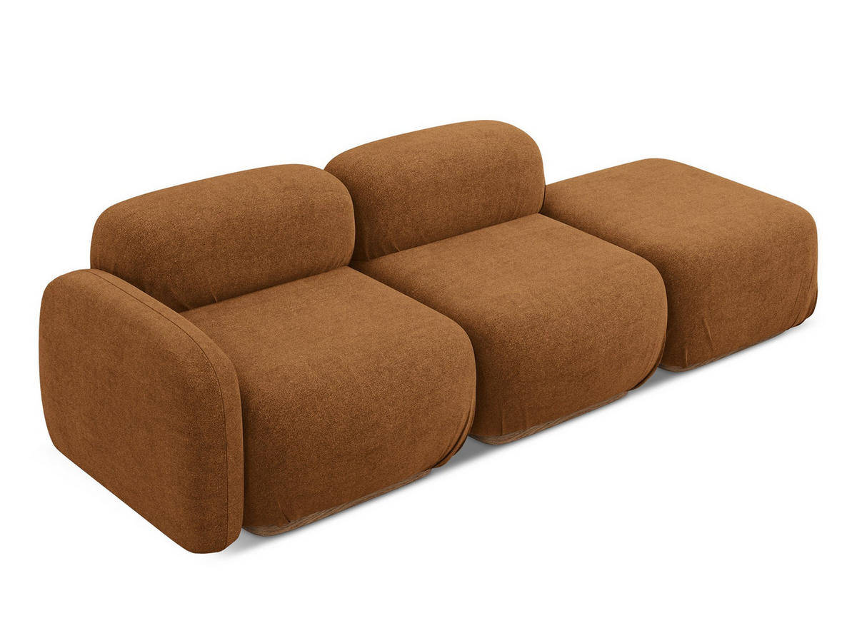 3-SITZER SOFA Bouclé Stoff Orange - Pink/Terra cotta, Holz/Textil (258/73/95cm) - Makamii