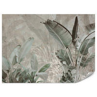 FOTOTAPETE für Büro Beton Bananenblätter Abstrakt Pflanzen Vintage 350x256 - Beige/Braun, Papier (350/256cm) - Muralo