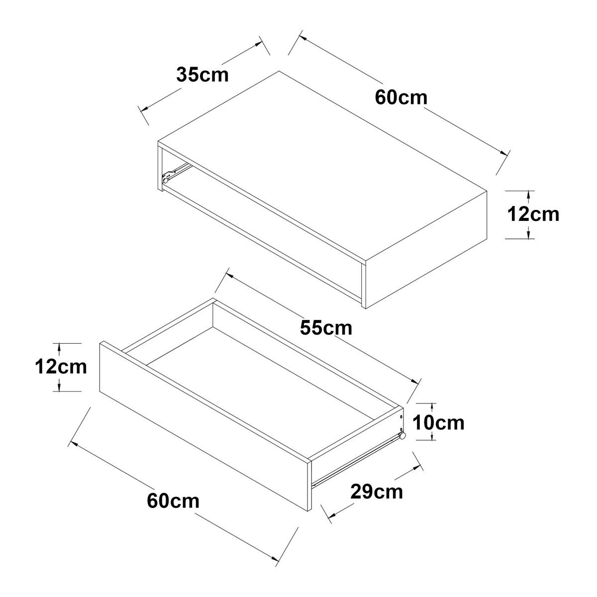 WANDREGAL Kärsämäki - Grau, Holzwerkstoff (60/12/35cm) - [en.casa]