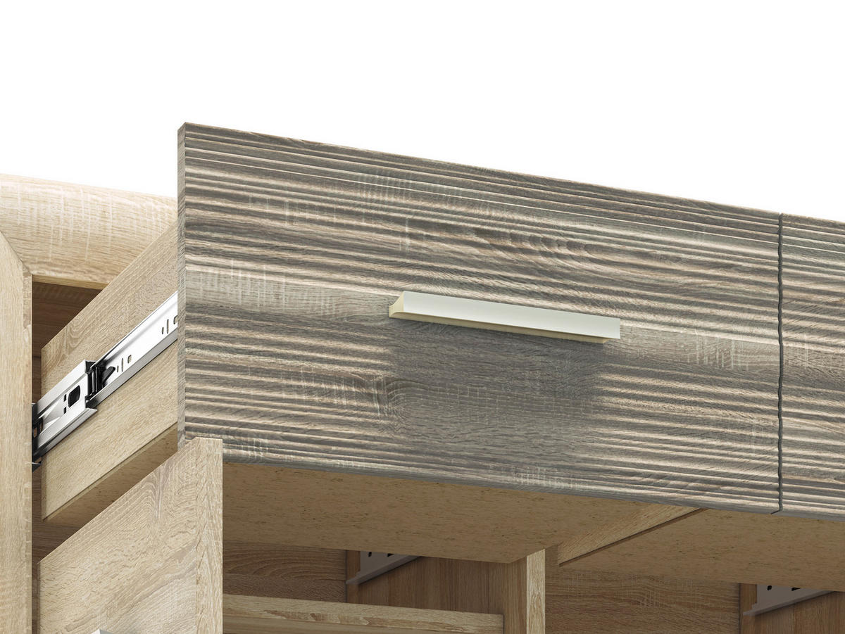 KOMMODE Castel Sonoma Eiche hell / Sonoma Eiche Trüffel 138 / 43 / 94cm - Braun/Sonoma Eiche, Holz/Holzwerkstoff (138/94/42cm) - Feldmann-Wohnen