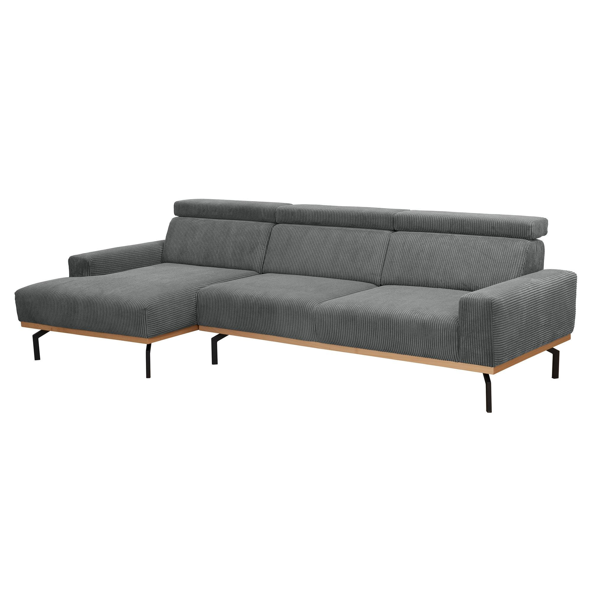 ECKSOFA mit Longchair links Katrien Cordstoff anthrazit - Anthrazit, Kunststoff (135/280cm) - 58aufmkessel