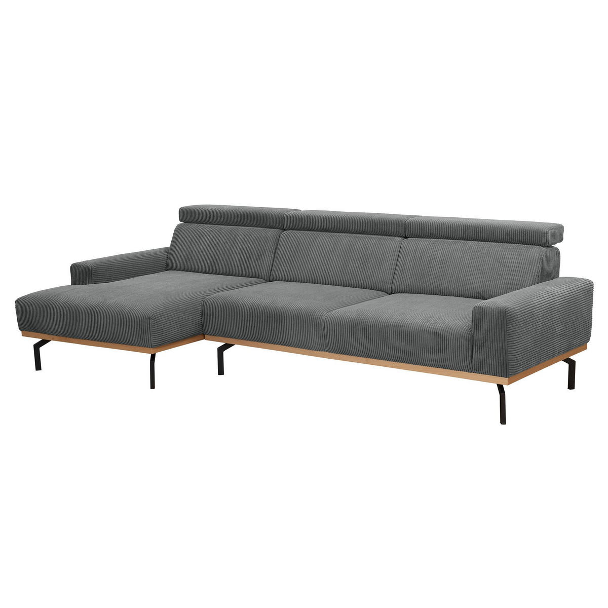 ECKSOFA mit Longchair links Katrien Cordstoff anthrazit - Anthrazit, Kunststoff (135/280cm) - 58aufmkessel