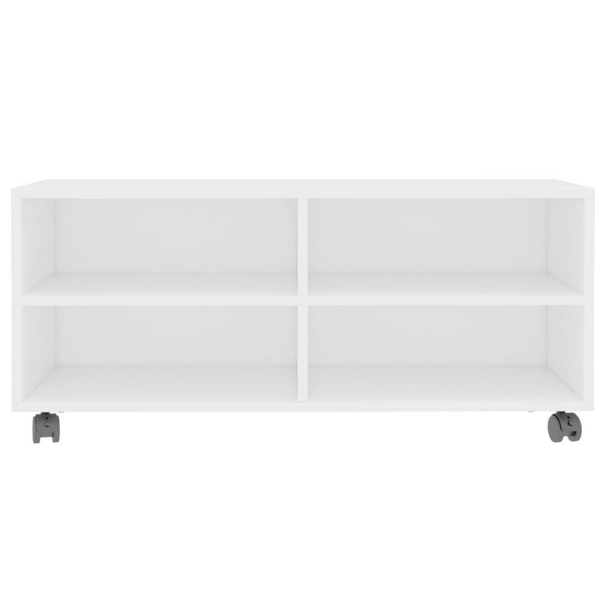 TV-SCHRANK mit Rollen Weiß 90x35x35 cm Holzwerkstoff - Weiß, Holzwerkstoff (90/35/35cm) - furnicato