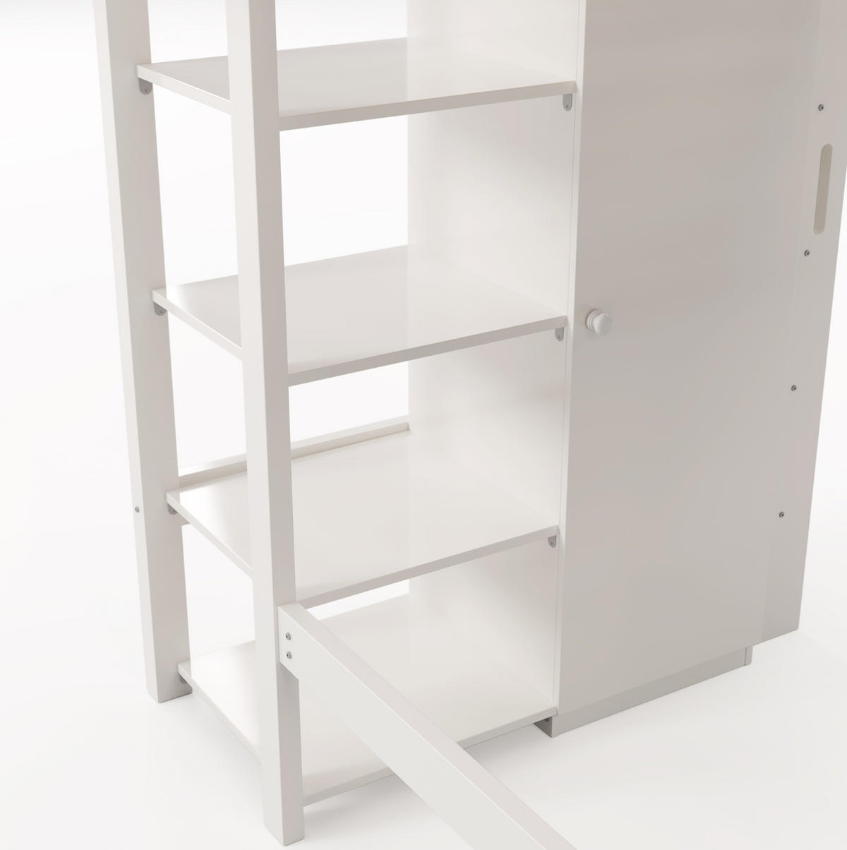 KINDEREINZELBETTEN aus Spanplatte & Massivholz 90x200 cm in Weiß mit Kleiderschrank - Weiß, Holzwerkstoff (90/200cm) - Modfu