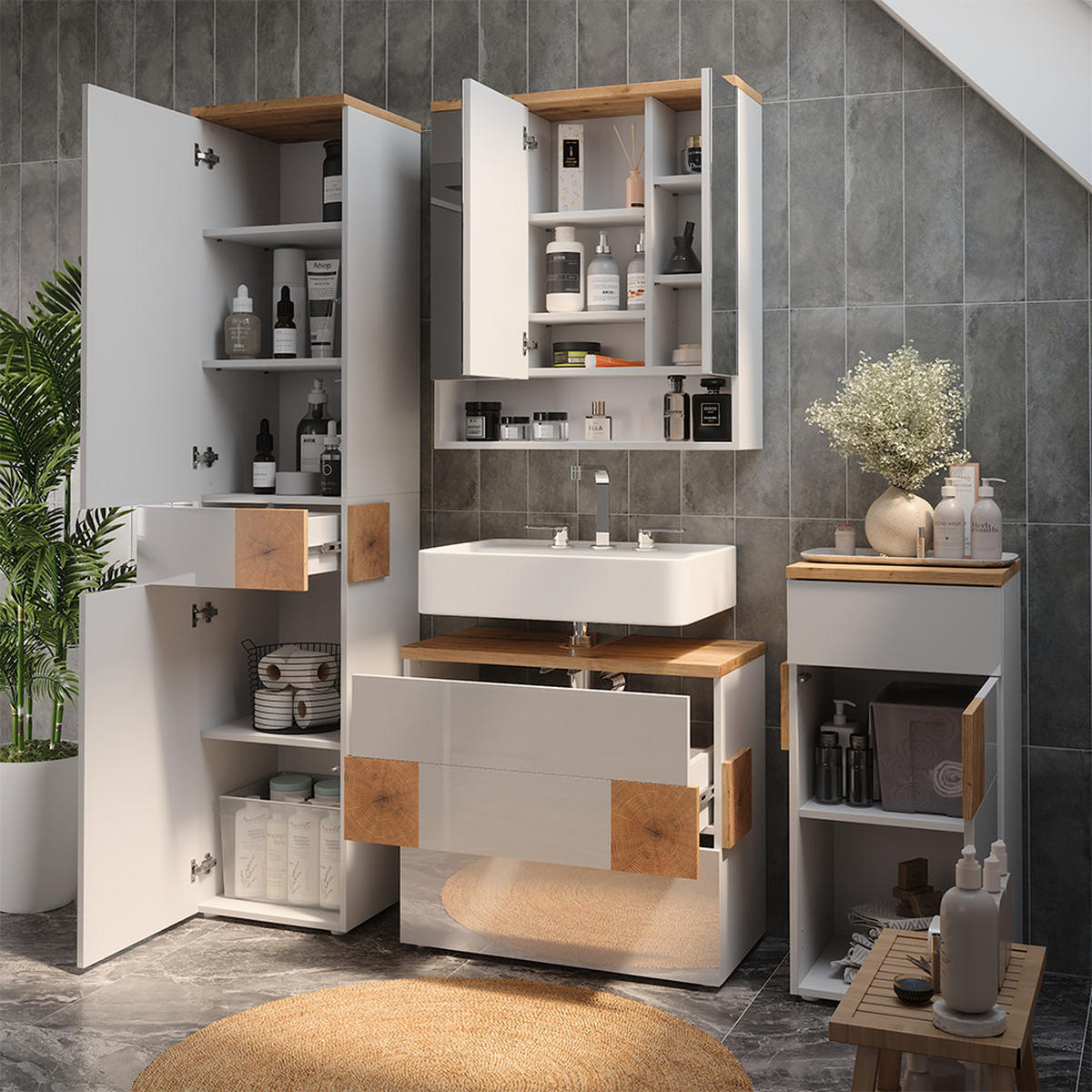 KOUPELNOVÝ NÁBYTEK Eden Bílá - vysoce lesklá bílá, kompozitní dřevo (70/64.5/37cm) - Vicco