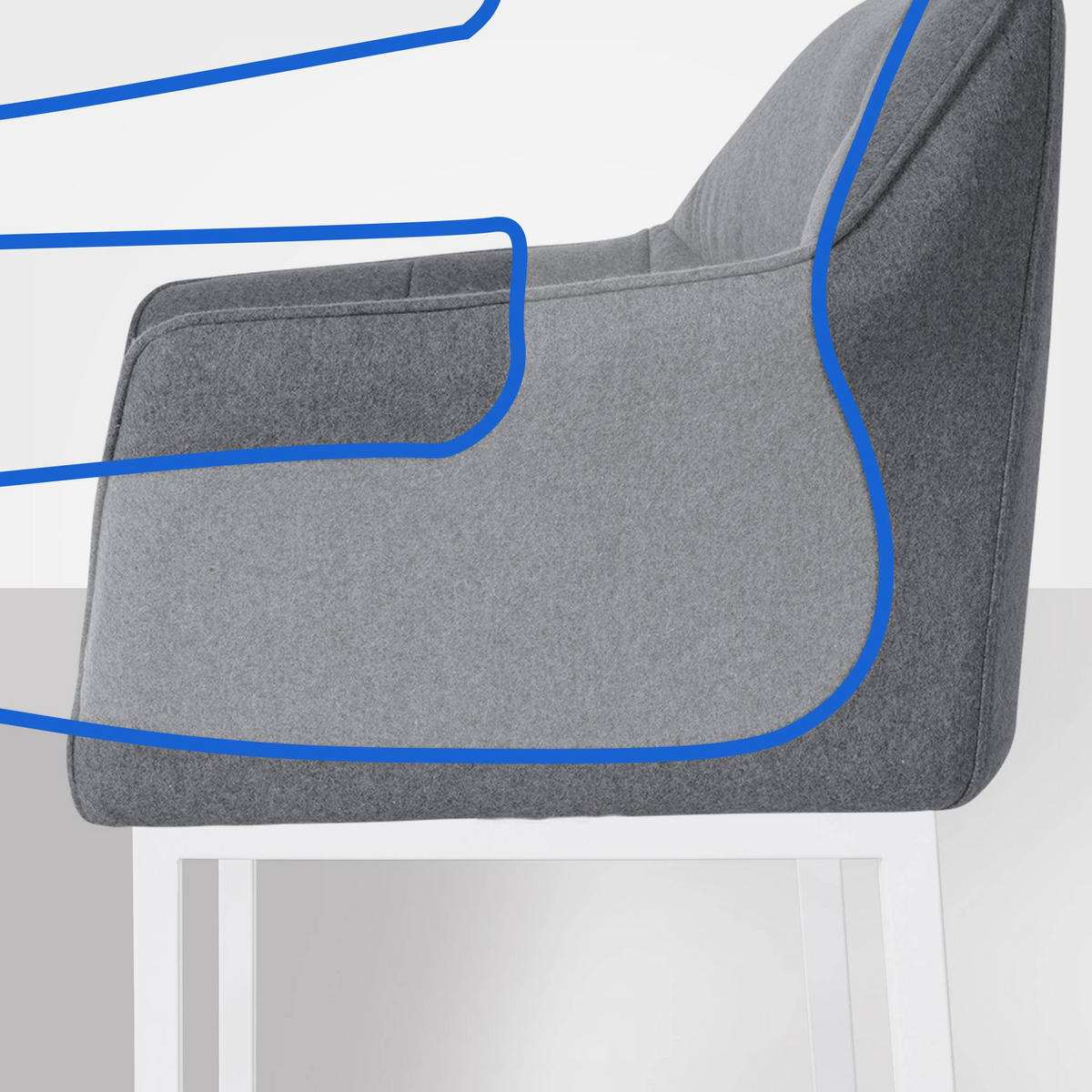 BARHOCKER Filz Grau - Weiß/Grau, Textil/Metall (64/110/48cm) - CLP