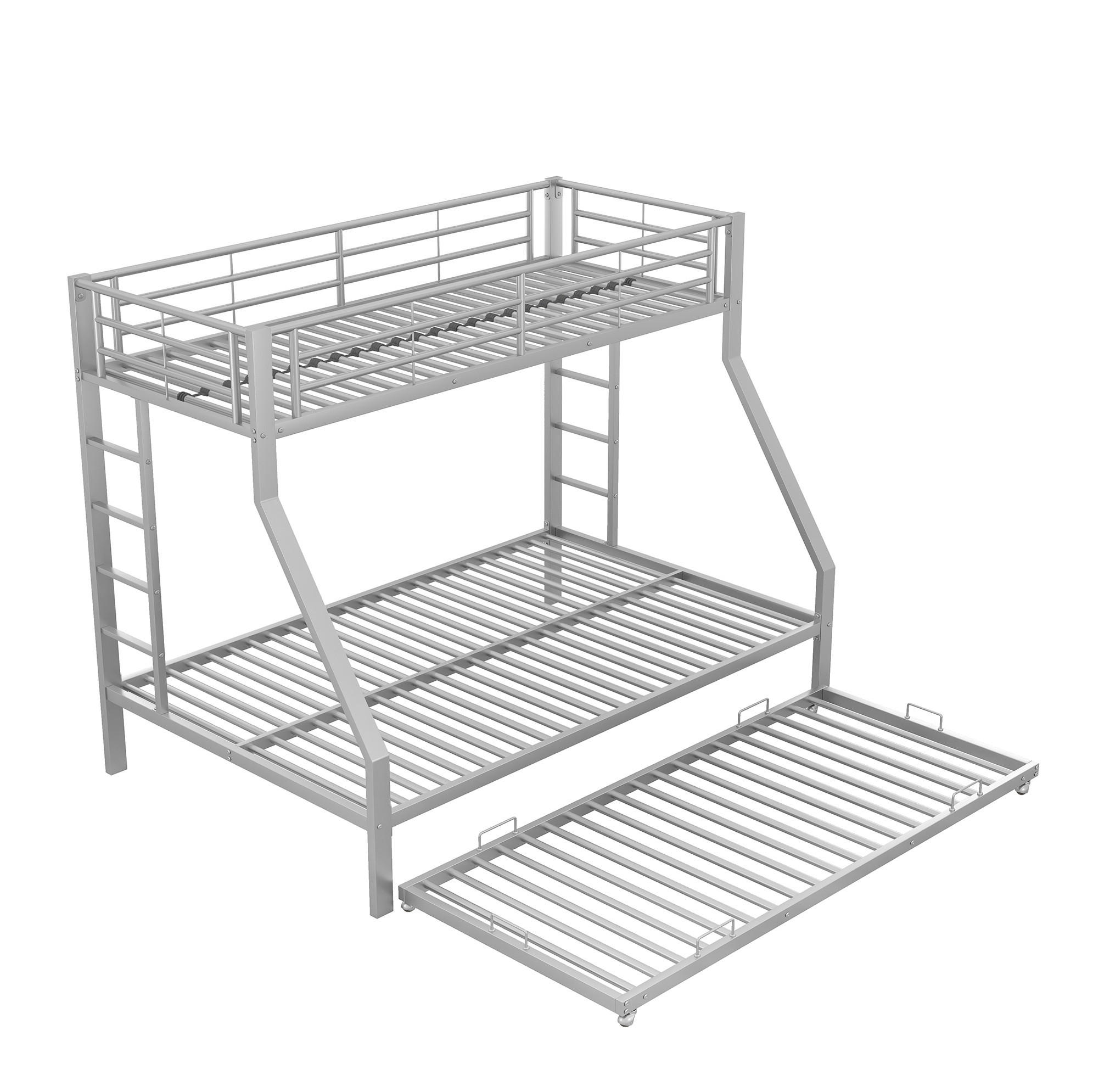 ETAGENBETT 90/200 & 140/200 cm aus Metall mit Ausziehbett in Silber - Silberfarben, Metall (90/190cm) - BEAOK