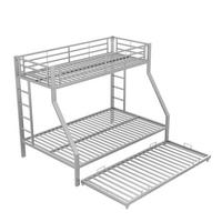 ETAGENBETT 90/200 & 140/200 cm aus Metall mit Ausziehbett in Silber - Silberfarben, Metall (90/190cm) - BEAOK