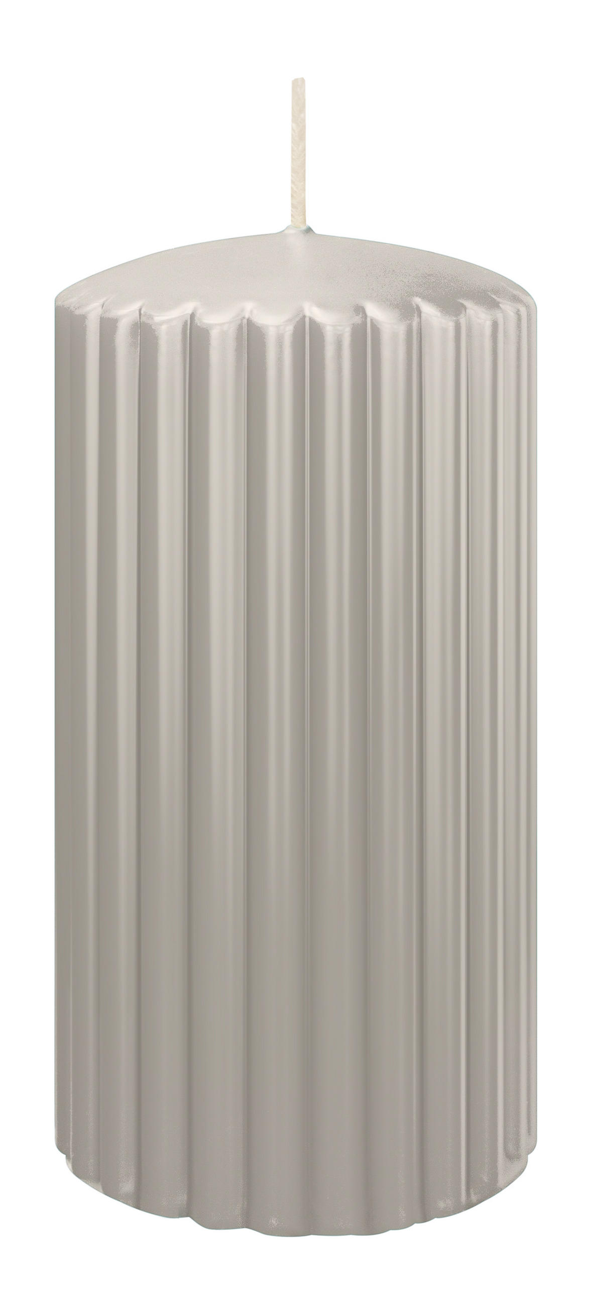 RILLEN KERZEN Zinn 150 x Ø 80 mm, 4 Stück - Hellgrau, Paraffin (8/15/15cm) - Wiedemann Kerzen