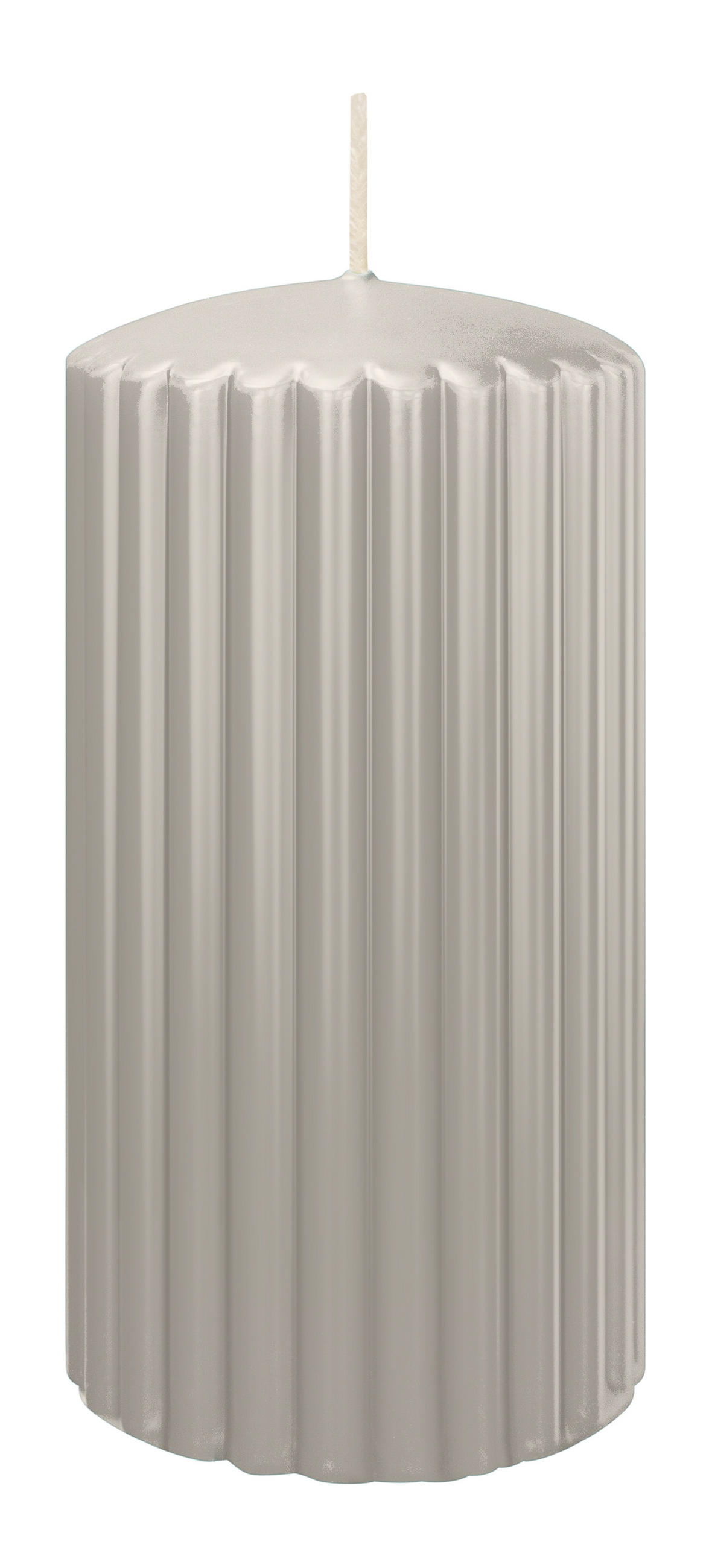 RILLEN KERZEN Zinn 150 x Ø 80 mm, 4 Stück - Hellgrau, Paraffin (8/15/15cm) - Wiedemann Kerzen