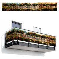 BALKON-SICHTSCHUTZ Blumen - Zaun - Stadtbild - Sommer - Pink, Kunststoff (500/80cm) - MuchoWow