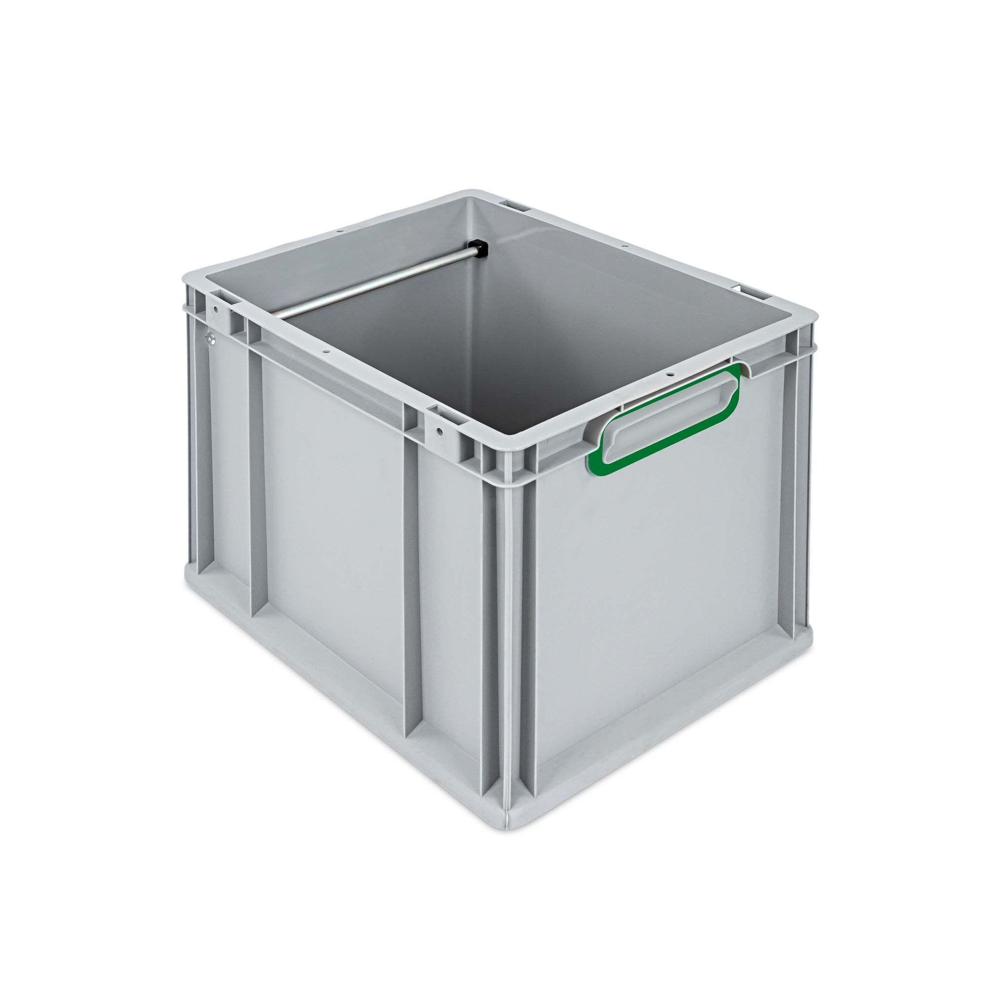 HÄNGEREGISTERBOX NextGen, HxBxT 32x30x40cm, 30 Liter, Griffe grün geschlossen, Grau - Grau, Kunststoff (30/32/40cm) - PROREGAL