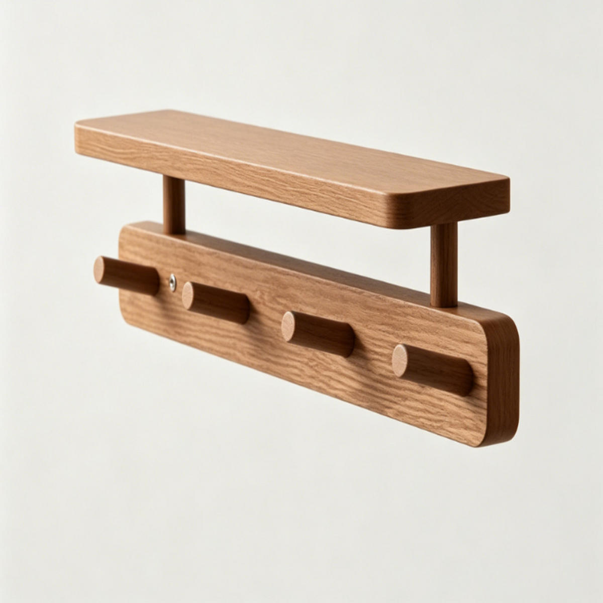 HAKENLEISTE, Holz, Dunkelbraun, Modell mit Ablagefach，33 × 12 × 11 cm - Braun, Holz (12/11/33cm) - Weltevree