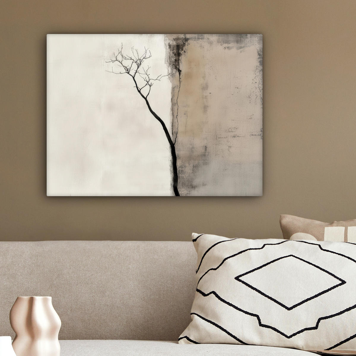 LEINWANDBILD Wabi sabi - Pflanze - Beige 40x30 cm - Taupe, Textil (40/30cm) - MuchoWow