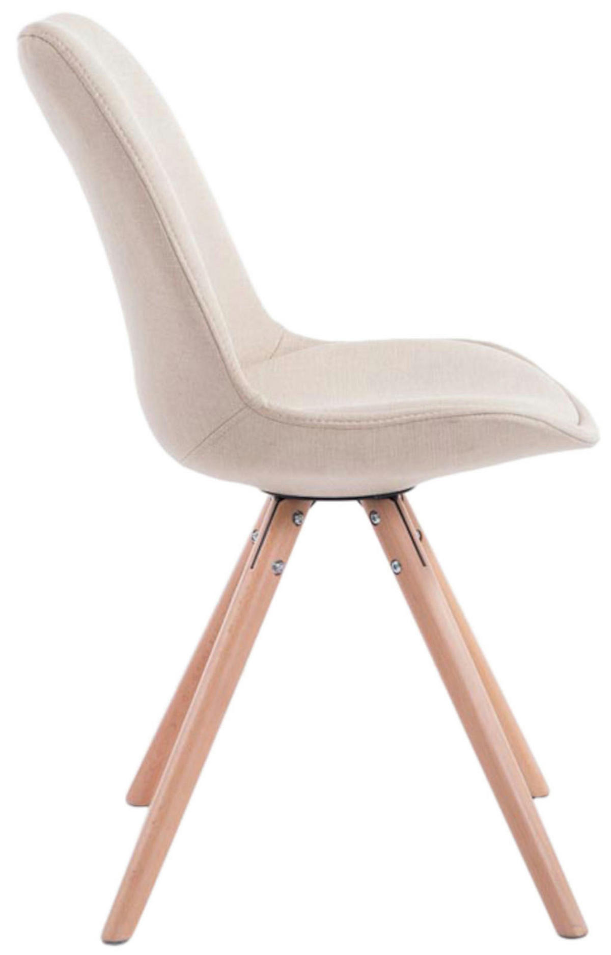STUHL 4er Set Stoff creme - Eukalyptusholzfarben/Creme, Holz/Textil (48/84/56cm) - CLP