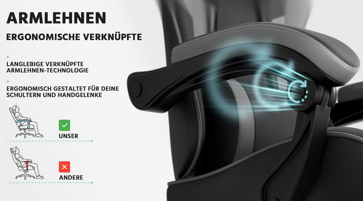 GAMING-STUHL ergonomisch verstellbar PVC Black Gray - Schwarz, Kunststoff (63/120.5/58.5cm) - Meubliv