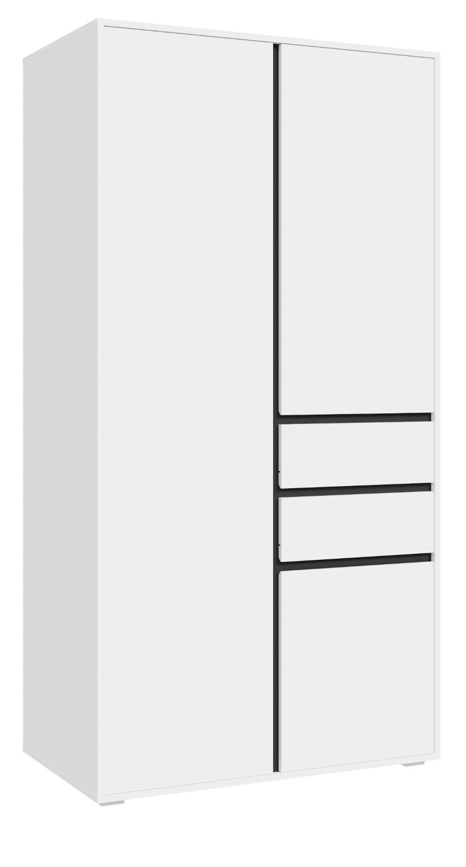 KLEIDERSCHRANK weiß, grau 100 x 194 cm, Drehtürenschrank 3-türig - Anthrazit/Silberfarben, Holzwerkstoff/Kunststoff (100/194/56cm) - Inn.Furn