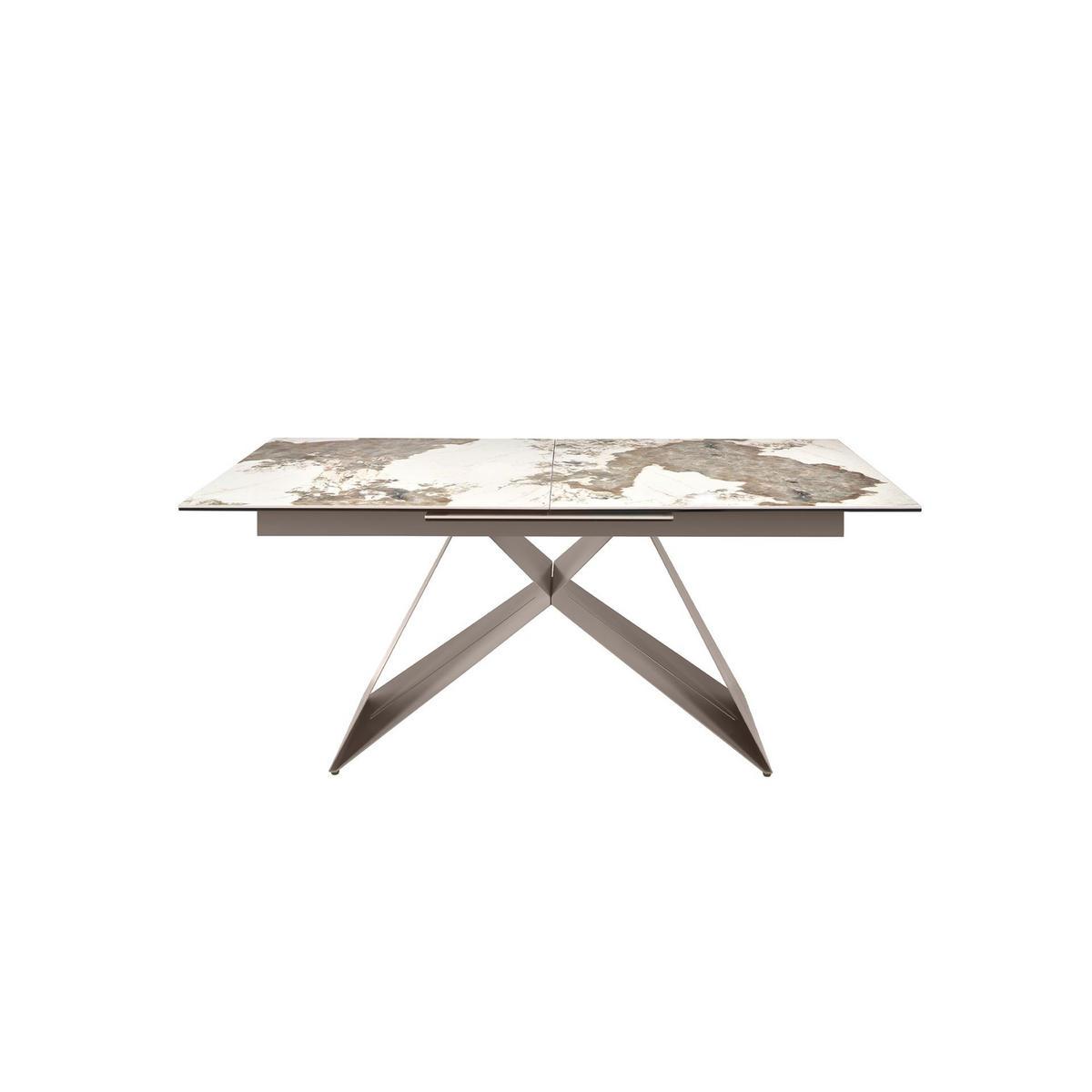 ESSTISCH Rechteckiger ausziehbarer Esstisch aus Porzellanmarmor und taupefarbenem Stahl 180/90/76 cm - Goldfarben/Weiß, Stein (90/180/76cm) - ANGEL CERDA