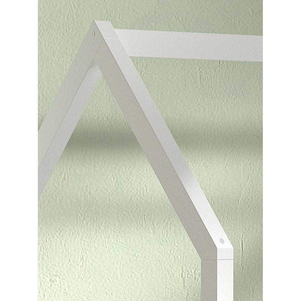 HAUSBETT Kandace 90x200 Kiefer massiv weiß mit Dachaufbau - Weiß, Holz (90/200cm) - 58aufmkessel