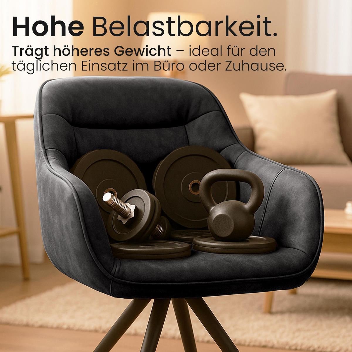 ARMLEHNENSTUHL Vintage Stoff schwarz - Schwarz, Textil/Metall (57/90/63cm) - CLP