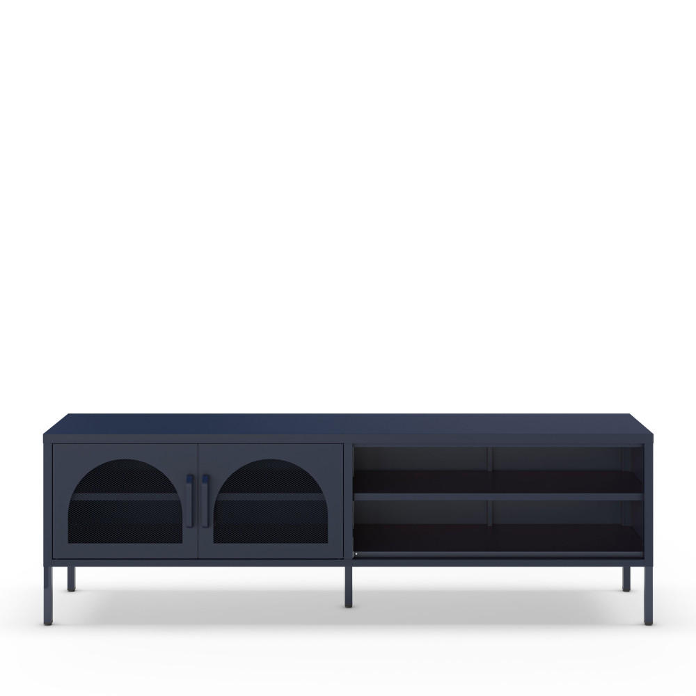 TV-MÖBEL mit 2 Metalltüren, L160cm - Zio - Mitternachtsblau - Dunkelblau, Metall (160/50/35cm) - Drawer