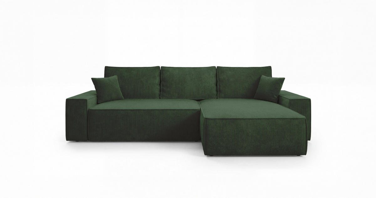 ECKSOFA California mit Schlaffunktion Grün Rechts - Grün, Textil (280/184cm) - Cornero