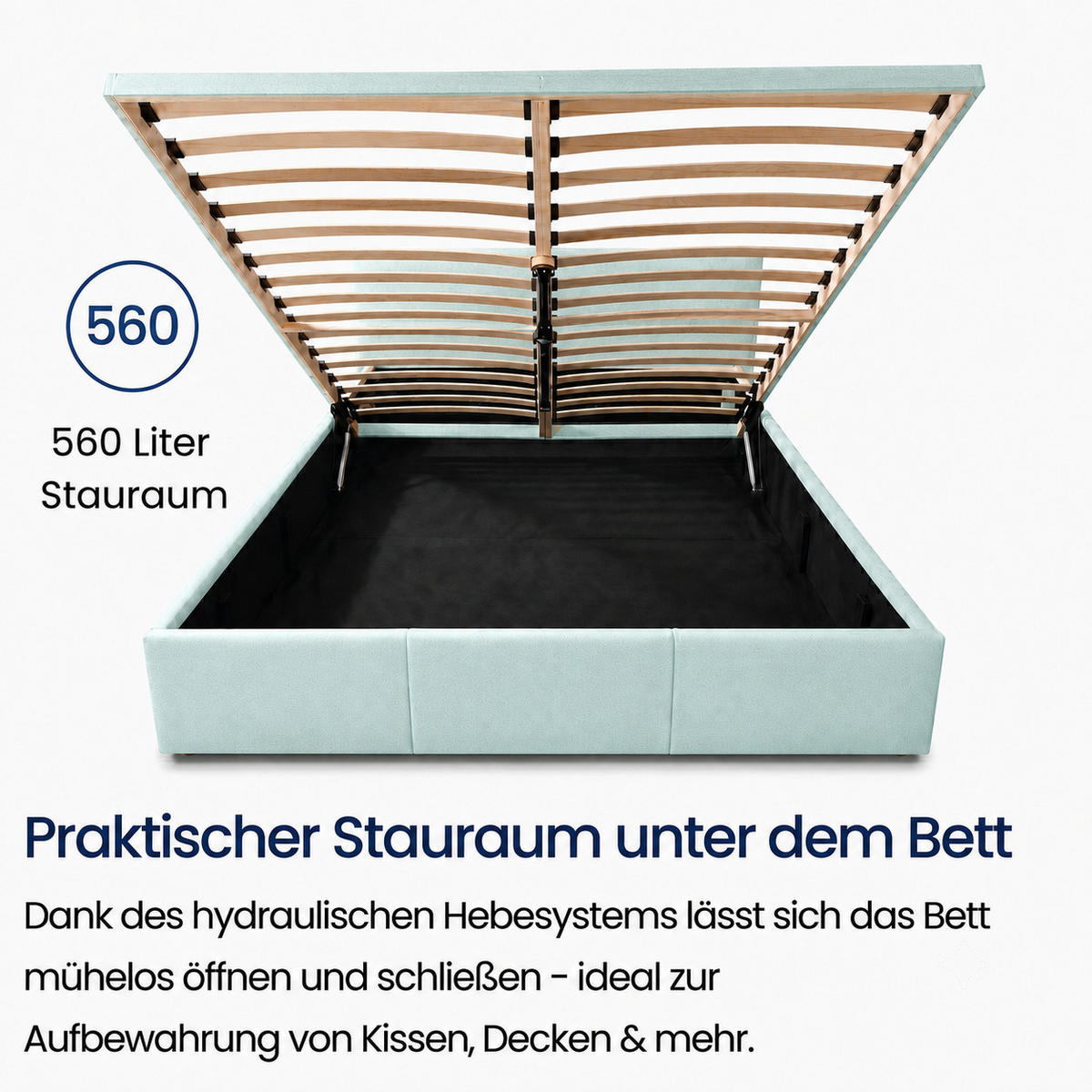 POLSTERBETT mit Stauraum 120x200 cm in Hellblau - Hellblau, Holzwerkstoff (120/200cm) - Home Collective