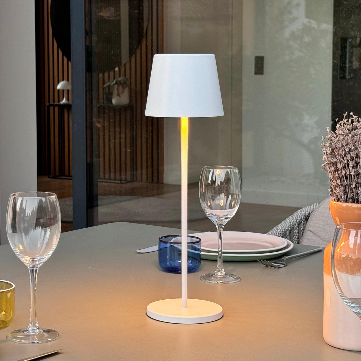 TOUCH-TISCHLAMPE KELLY weiß - Weiß, Metall (11.3/11.3/38cm) - Lumisky