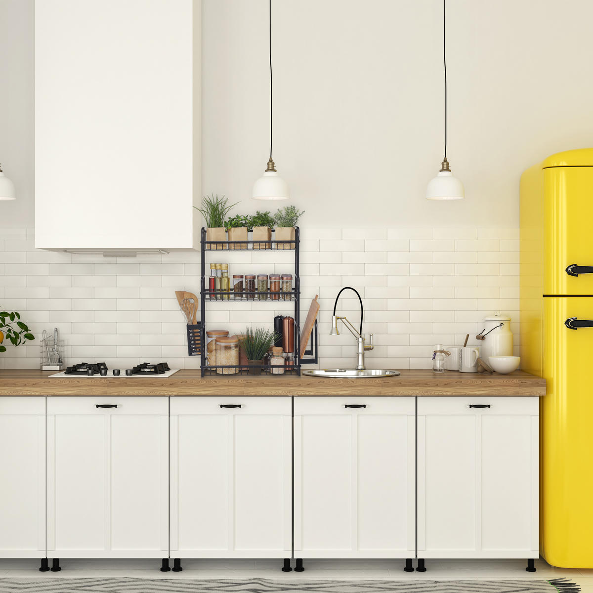 KÜCHENREGAL Arbeitsplatte - Schwarz, Metall (53/60.5/22cm) - Relaxdays