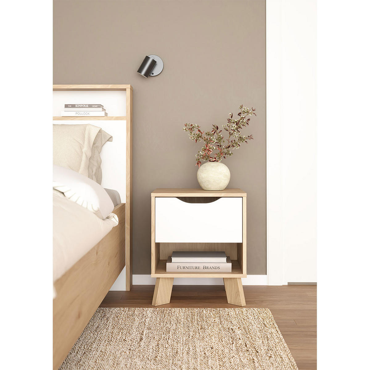 NACHTTISCH, Ikast, Eiche, Holzwerkstoff, 41 x 40 x 48 cm - Eichefarben, Holzwerkstoff (41/48/40cm) - ebuy24