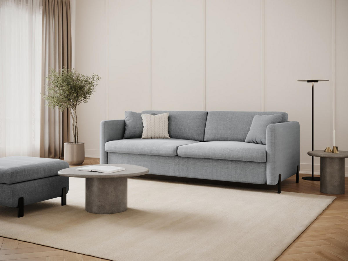 SOFA ausklappbar Gloria aus strukturiertem Stoff hellgrau 2 Sitzplätze - Hellgrau, Textil (102/80/182cm) - Micadoni