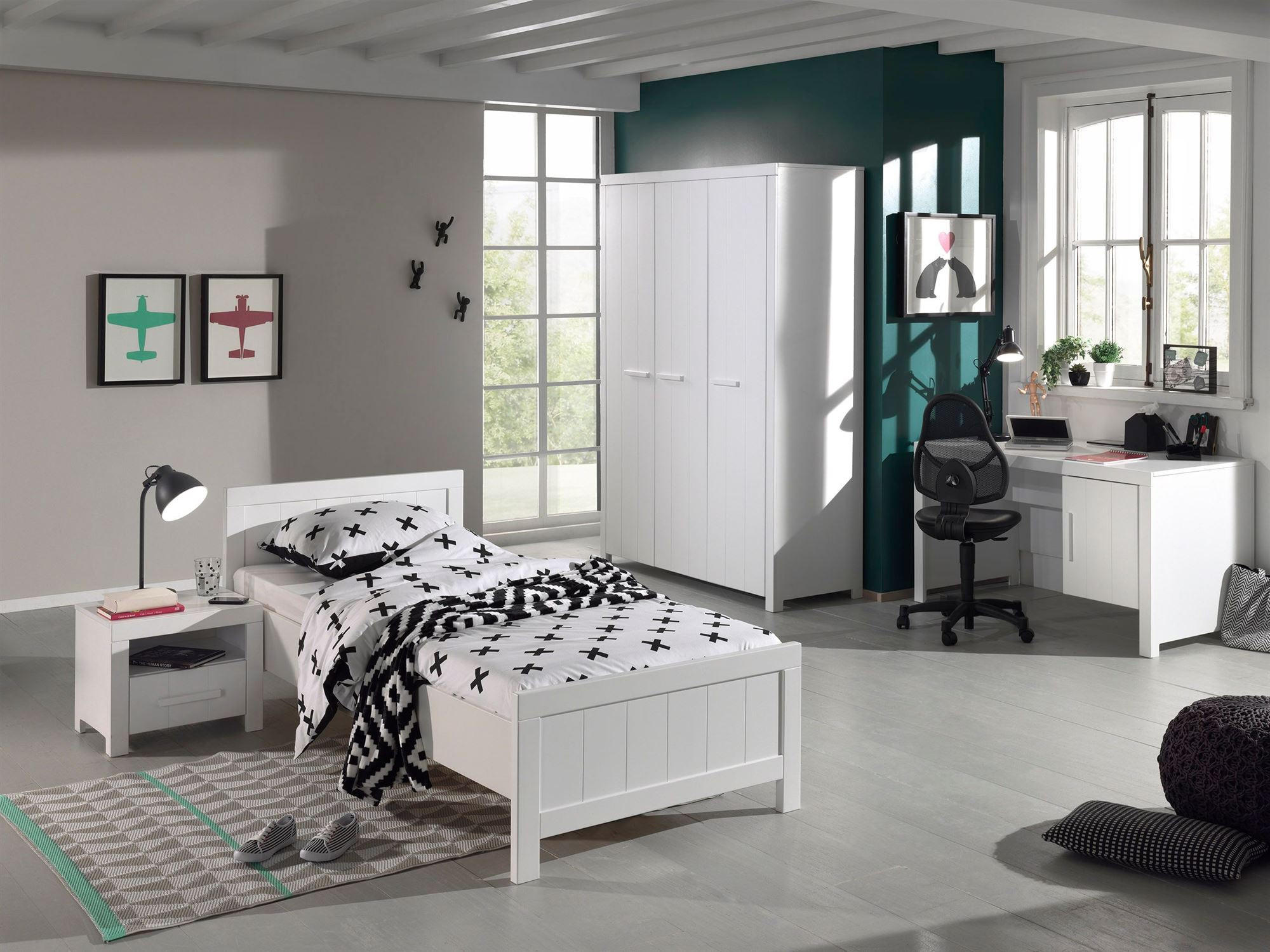 JUGENDZIMMEREINRICHTUNG Karalynn 7 Jugendzimmer komplett MDF Weiß - Weiß, Holzwerkstoff (260/1/160cm) - 58aufmkessel