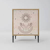 SIDEBOARD DELICATE BEAUTY, Eichefarben, 57,5x42x72,5 cm, Schwarze Metallfüße - Eichefarben/Multicolor, Holzwerkstoff/Metall (57.5/72.5/42cm) - SpaceRebels