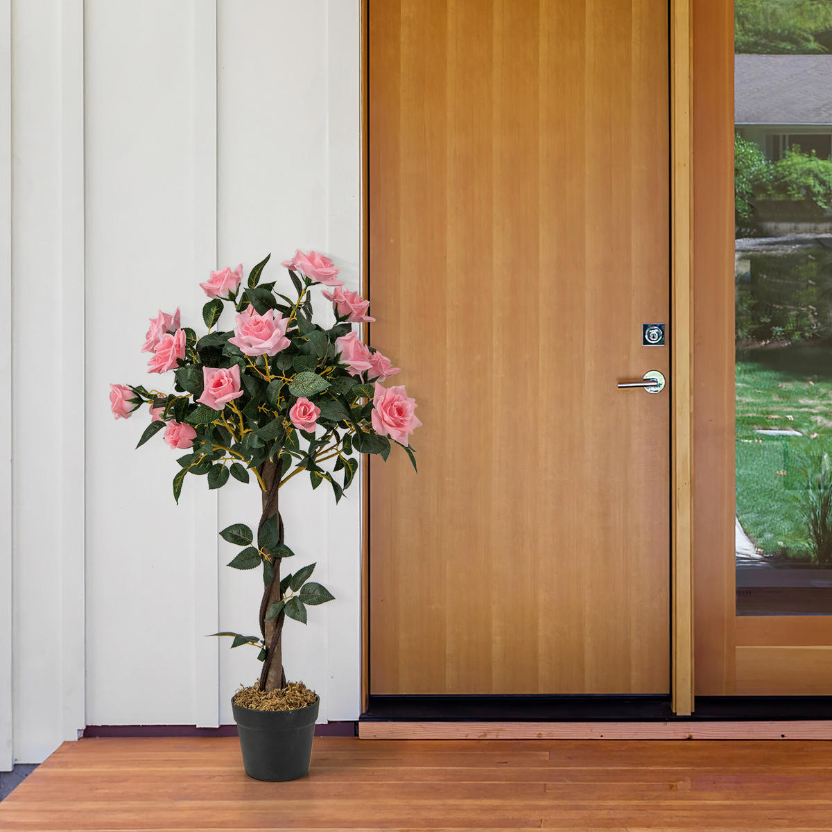 KUNSTBAUM Grün + Rosa + Schwarz - Grün, Kunststoff (93cm) - COSTWAY