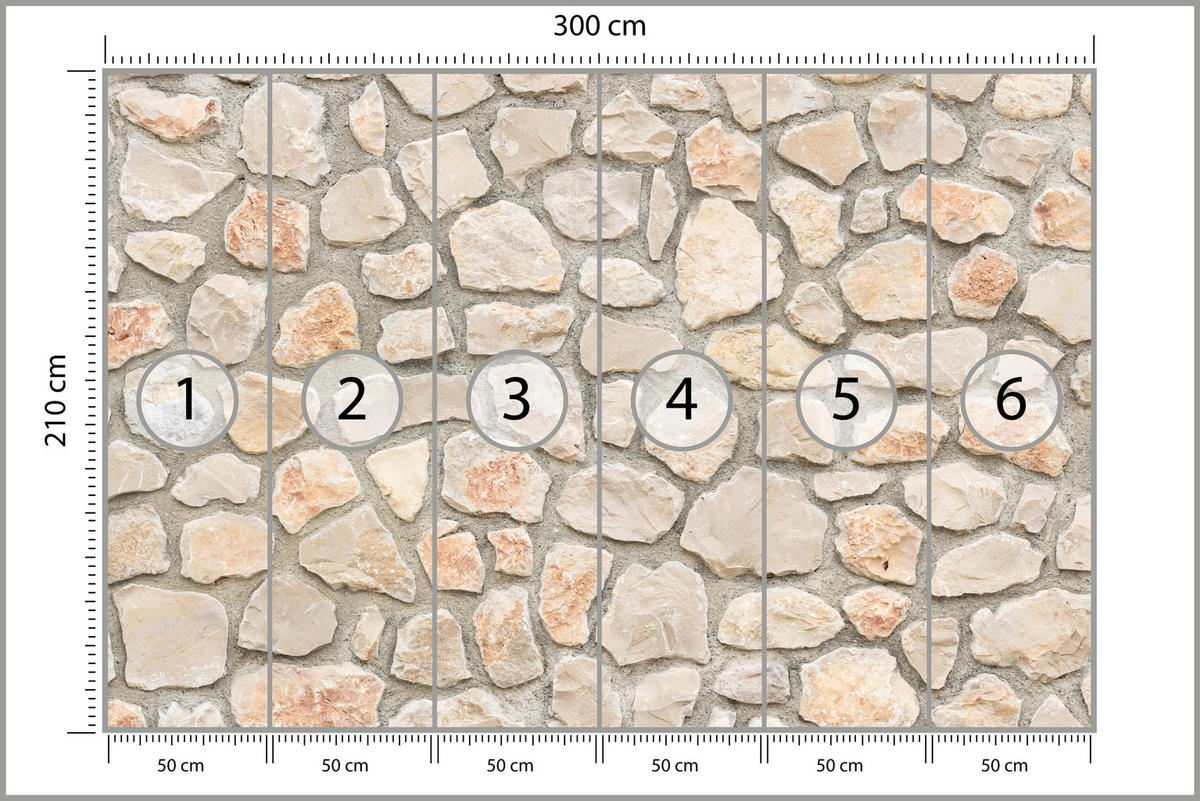 FOTOTAPETE für Wohnzimmer Steinmauer Ziegel Wand Industrial Textur 300x210 - Weiß/Grau, Papier (300/210cm) - Muralo