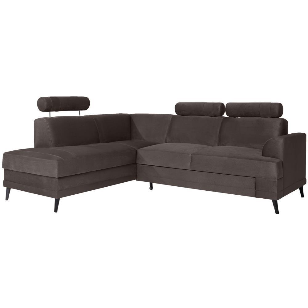 ECKSCHLAFSOFA Kordian links hellbraun - Hellbraun, Textil (250/200cm) - Beautysofa