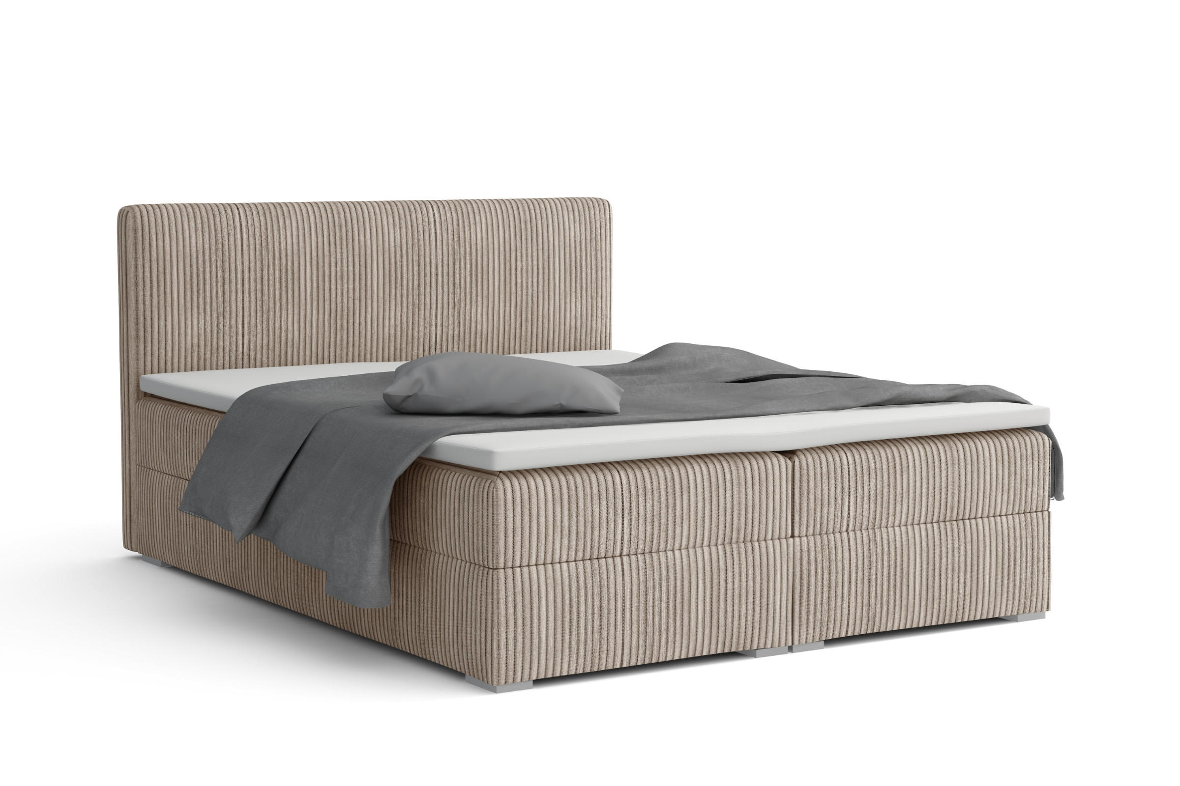 BOXBETT LON IV 200/200 in Cord Beige H3 - Beige, Holz/Holzwerkstoff (200/200cm) - Deine Möbel 24
