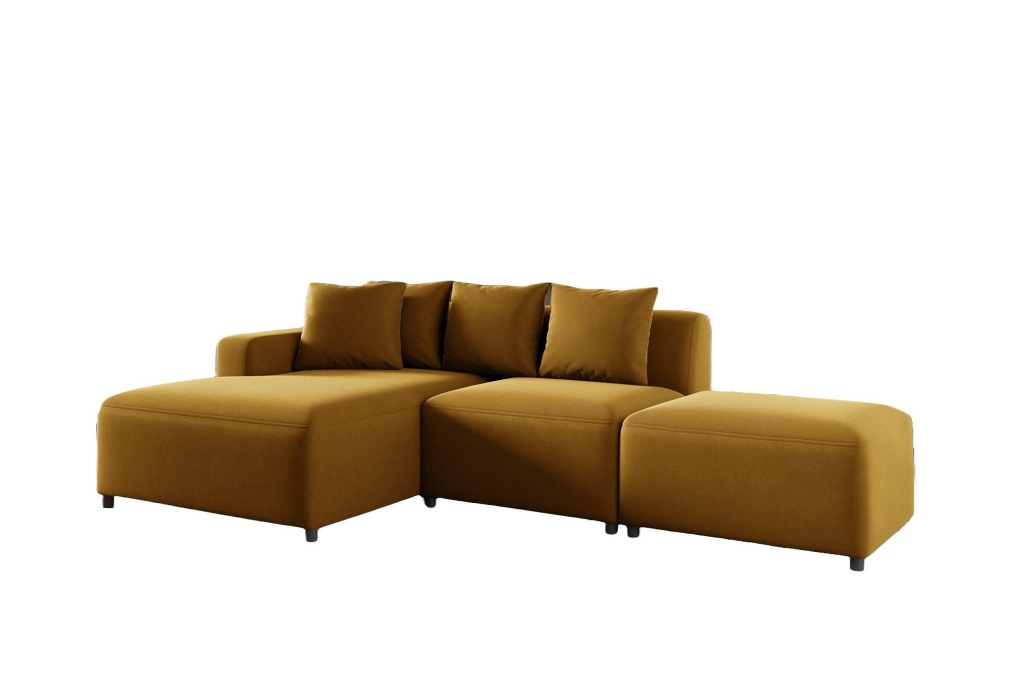 ECKSOFA Megan Xs In Stoff Salvador - Honig, Holzwerkstoff/Textil (304/165cm) - Fun Möbel