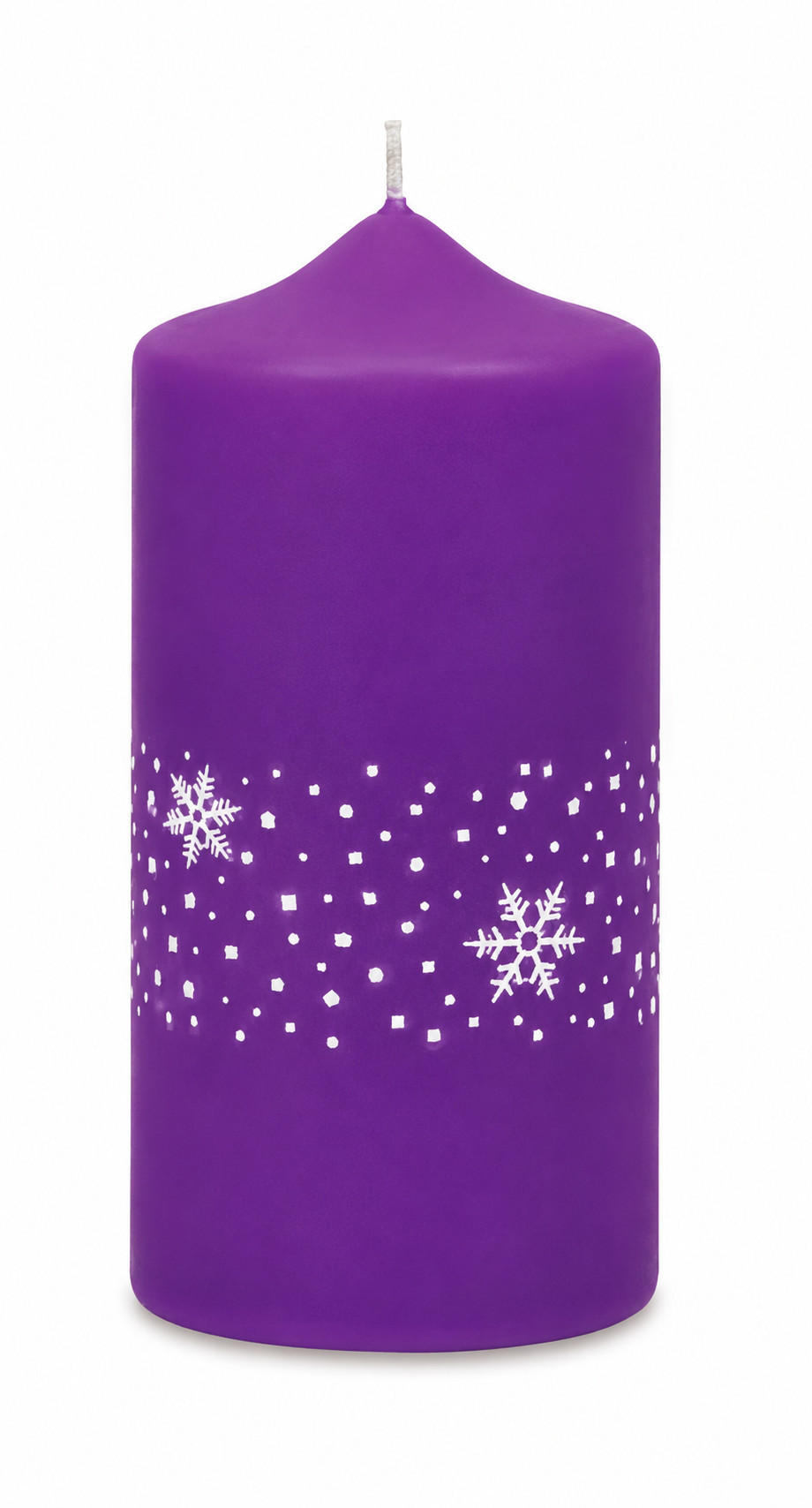 ADVENTSKERZEN Nevis in Samtlook Purple Lila 12 x 6 cm, 4er Set - Lila, Paraffin (6/12/12cm) - Kopschitz Kerzen