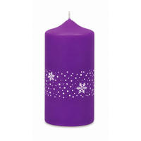 ADVENTSKERZEN Nevis in Samtlook Purple Lila 12 x 6 cm, 4er Set - Lila, Paraffin (6/12/12cm) - Kopschitz Kerzen