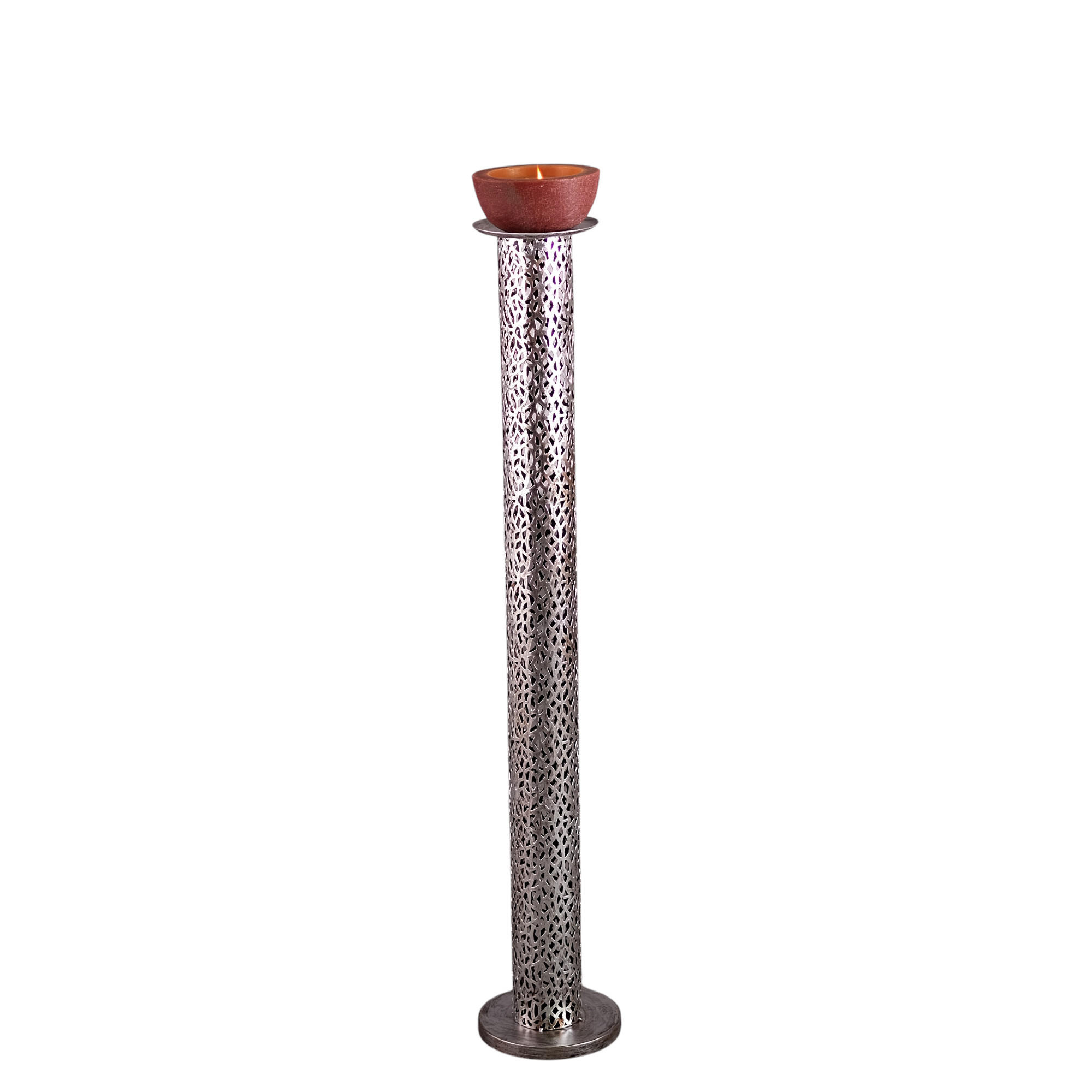 KERZENLEUCHTER ETERNAL 100 cm, Metall antik-silber - Silberfarben, Metall (15/100/15cm) - DESIGN DELIGHTS