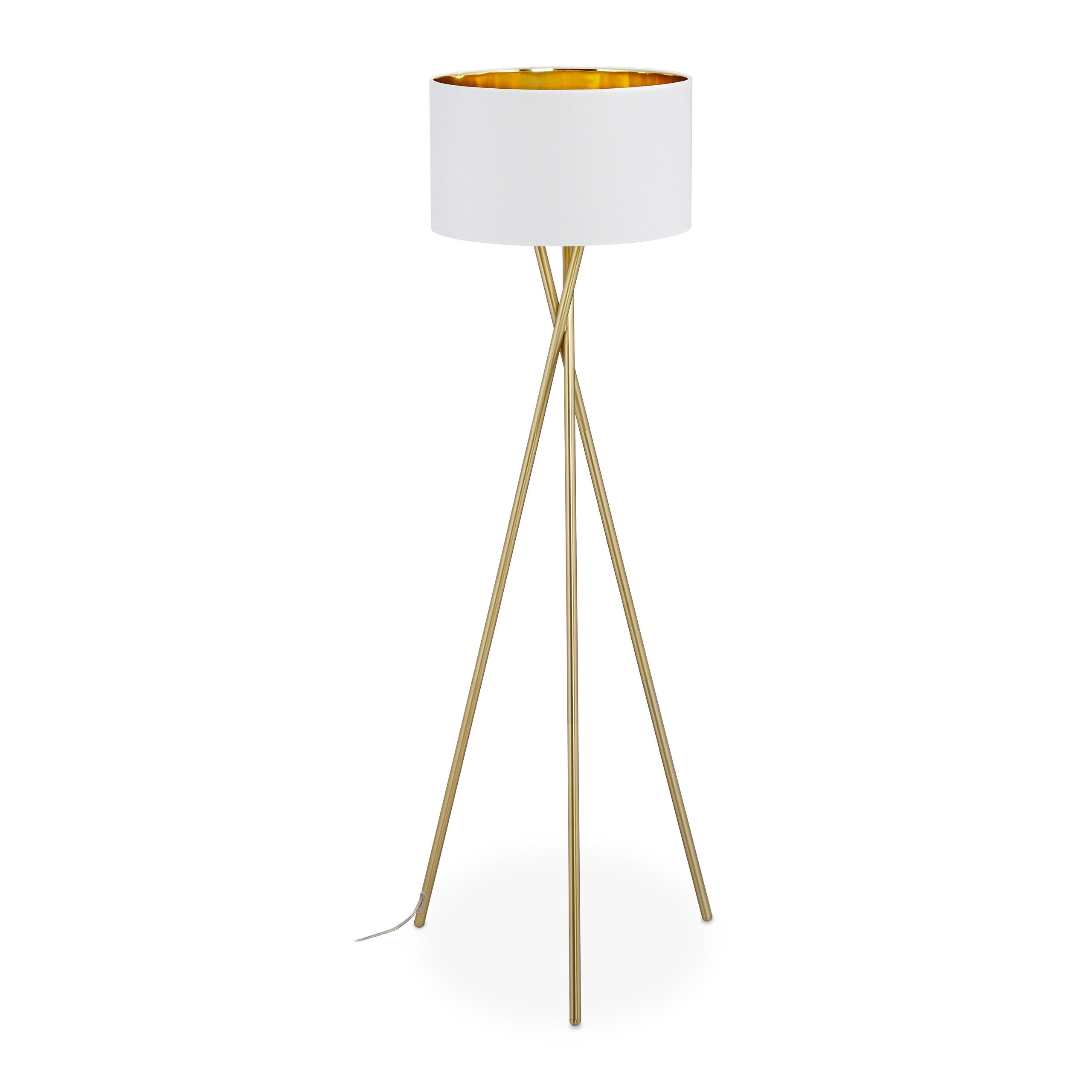 DREIBEIN-STEHLAMPE - Goldfarben, Kunststoff/Textil (53.5/53.5/148.5cm) - Relaxdays