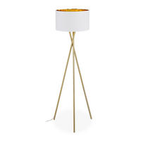 DREIBEIN-STEHLAMPE - Goldfarben, Kunststoff/Textil (53.5/53.5/148.5cm) - Relaxdays