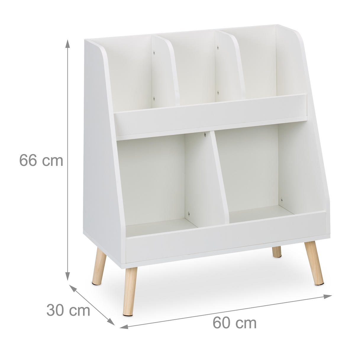 KINDERREGAL - Weiß, Holz/Holzwerkstoff (60/66/30cm) - Relaxdays