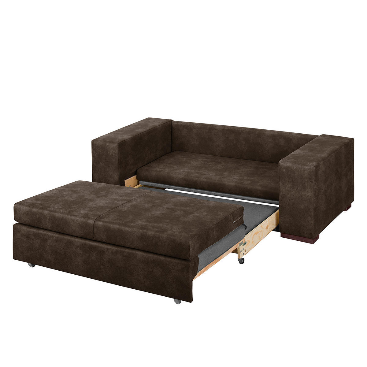 SCHLAFSOFA mit XL Armlehne - Braun, Textil (196/90/90cm) - home24