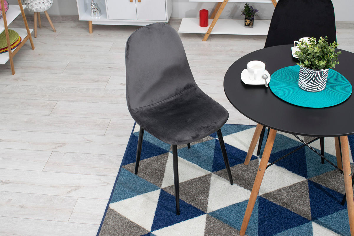 ESSZIMMERSTUHL Caya (4er-Set) - Schwarz/Grau, Textil/Metall (45/88/51cm) - Home Collective