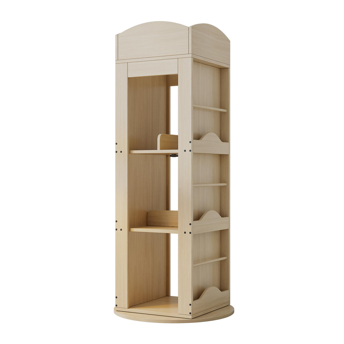 BÜCHERREGAL mit 360-Grad-Funktion und vier Ebenen, platzsparendes Standregal aus MDF 142×63×63 cm - Naturfarben, Holzwerkstoff (63/142/63cm) - Luhomfu