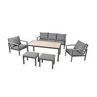 DINING-LOUNGE-SET Rialto Anthrazit/Holzoptik/Hellgrau 6-teilig 160/84/68 cm - Anthrazit, Kunststoff - bellavista - Home & Garden