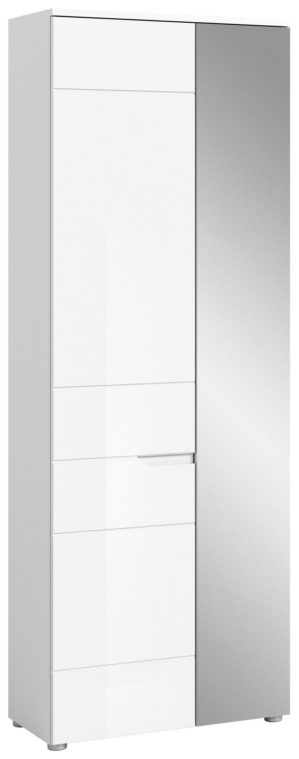GARDEROBENSCHRANK SOLERO (B/H/T: ca. 68/193/37 cm) in Weiß/weiß hochglanz - Weiß, Holzwerkstoff (68/193/37cm)