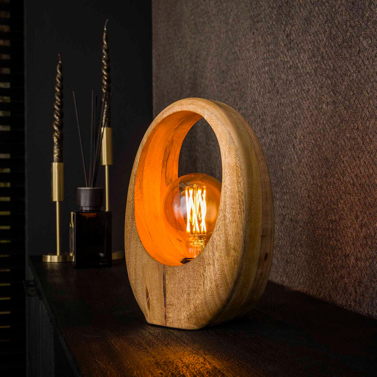 TISCHLEUCHTE Arch Braun 13/20/30 cm - Braun, Holz (13/20/30cm) - Hoyz Collection